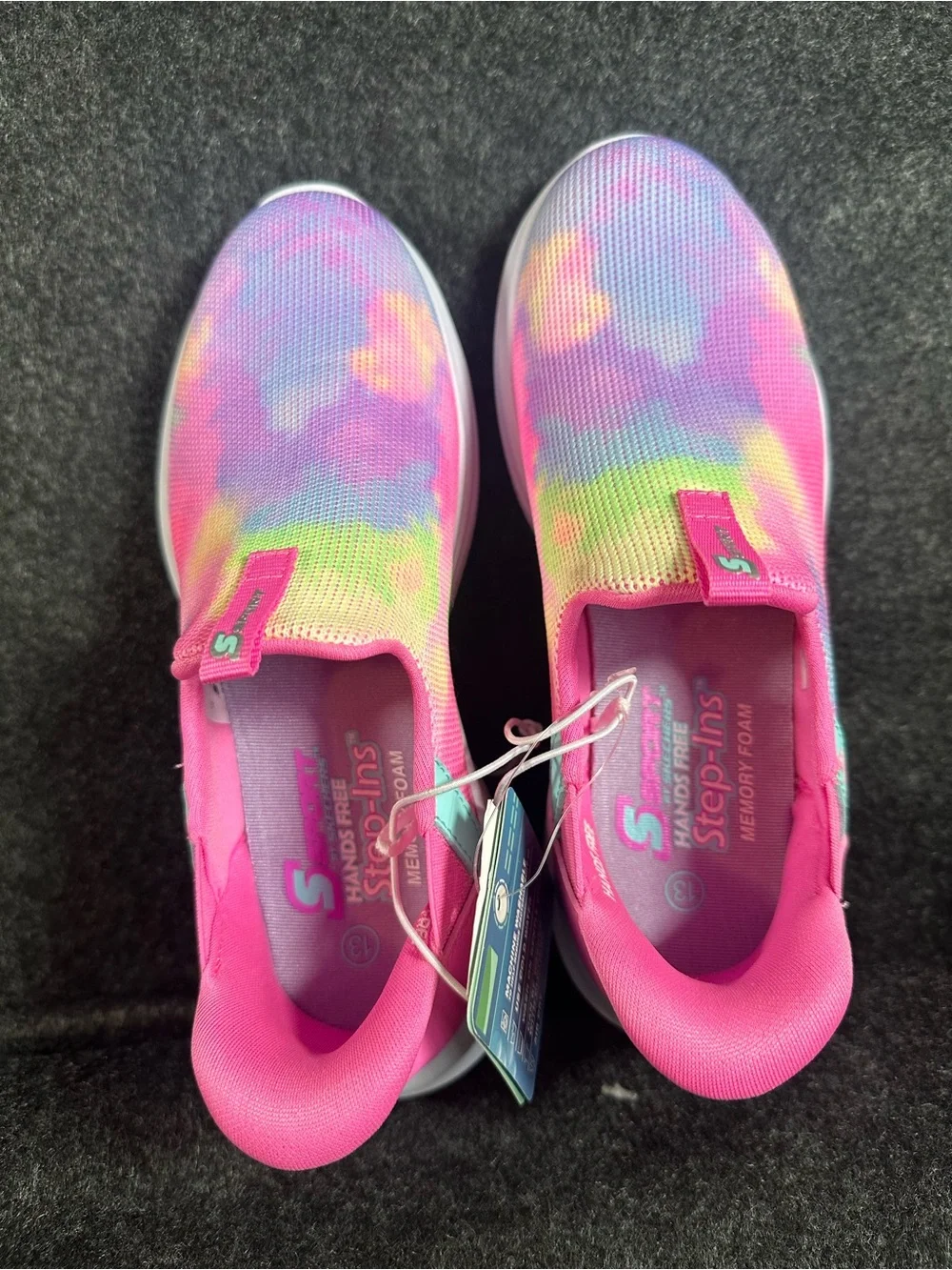Skechers Girls Step-Ins Tie Dye Sneakers Slip On Memory Foam Shoes Size 13